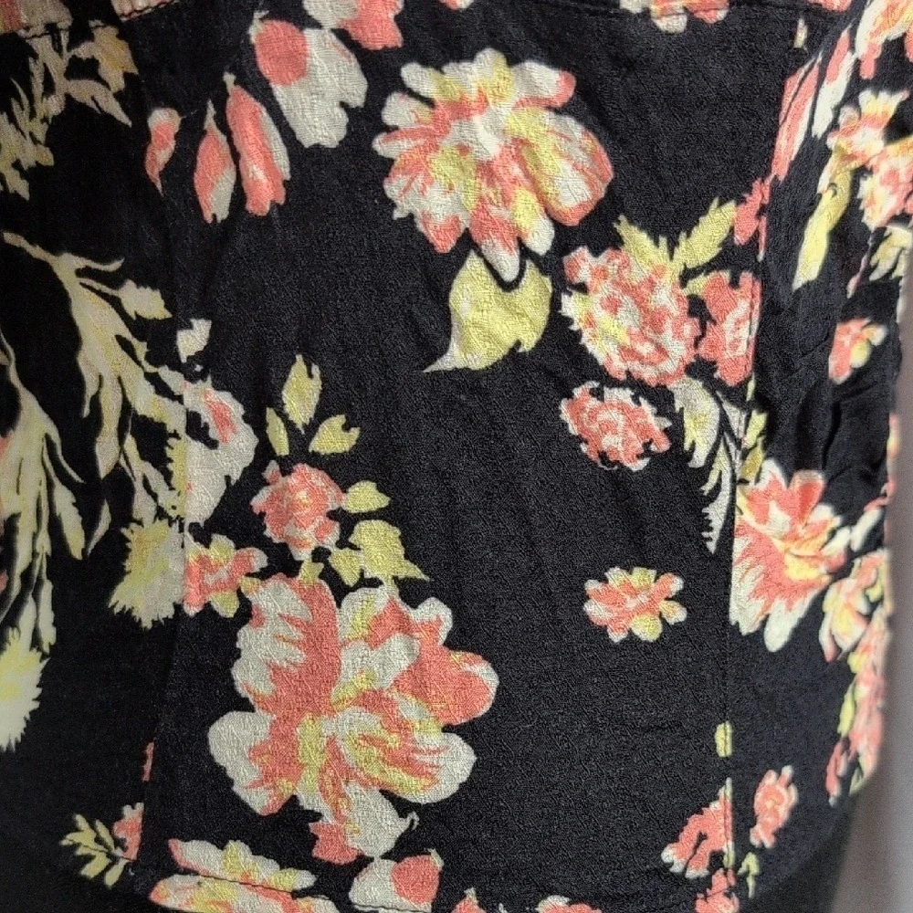 Free People Hillary Floral‎ Puff Sleeve Smocked Corset Crop Top SZ S MSRP 98 New